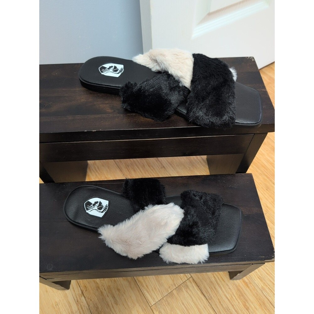 VHNY Vivienne Hu Criss-Cross Faux Fur Slippers Size 9.5-10 (EU40)